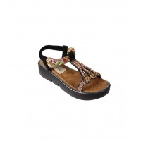 YAZKIŞ Kadın Siyah Ten Taşlı Lastikli Rahat Taban Sandalet Topuk Boyu 4cm