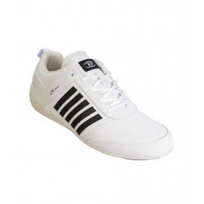 M.P Erkek Siyah Beyaz Yandan Çizgili Bağcıklı Düz Comfort Taban Sneacer Günlük Spor Ayakkabı