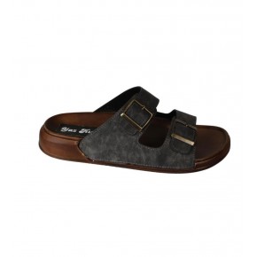 YAZKIŞ Erkek Gri Çift Tokalı Rahat taban Terlik