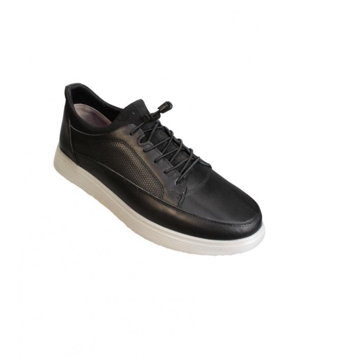 YAZKIŞ Erkek Hakiki Deri Siyah Bağcıksız Comfor Jel Beyaz Taban Günlük Ayakkabı