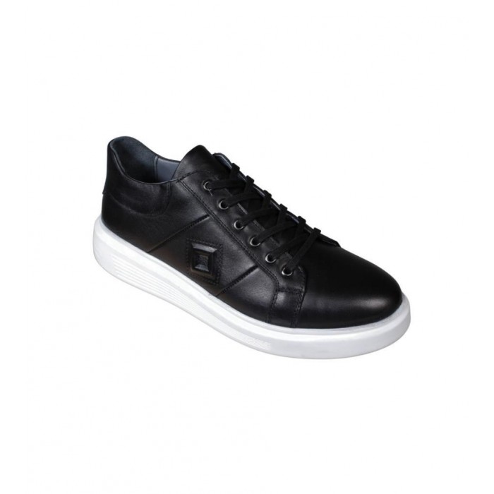 YAZKIŞ Erkek Siyah Beyaz Cilt Hakiki Deri Kalın Taban Fashıon Casual Ayakkabı