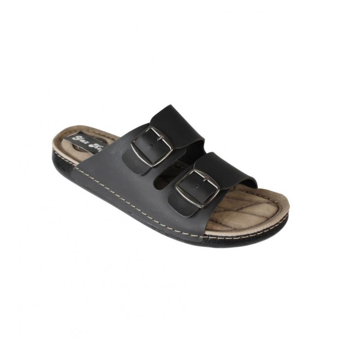 YAZKIŞ Erkek Siyah Çift Tokalı 46-47 Numara Böyük Beden Terlik