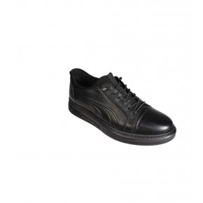 YAZKIŞ Erkek Siyah kahverengi Cilt Lastikli Termo Taban casual Ayakkabı