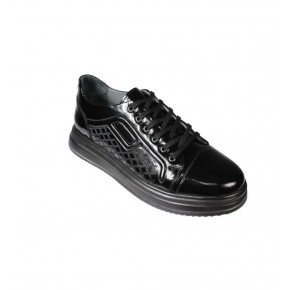 YAZKIŞ Erkek Siyah Rugan Hakiki Deri Kalın Taban Casual Ayakkabı