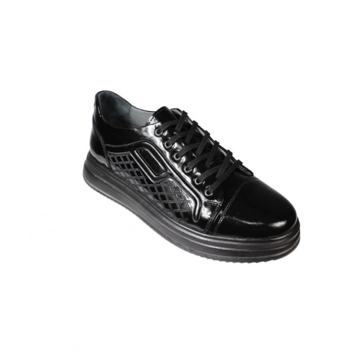 YAZKIŞ Erkek Siyah Rugan Hakiki Deri Kalın Taban Casual Ayakkabı