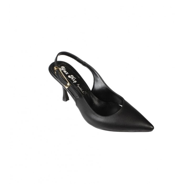 YAZKIŞ Kadın Beyaz Siyah 9cm Arkası Açık Abiye Ayakkabı