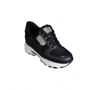 YAZKIŞ Kadın Siyah Beyaz Cilt Taşlı İçten 8cm Topuklu Fashıon Günlük Spor Ayakkabı