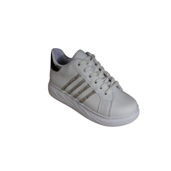 YAZKIŞ Kadın Siyah Beyaz Cilt Yanı Taşlı Kalın Taban Fasıhon Günlük Spor Ayakkabı