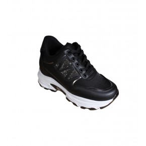 YAZKIŞ Kadın Siyah Beyaz Yanı Taşlı İçten 8Cm Topuklı Fashıon Spor Ayakkabı