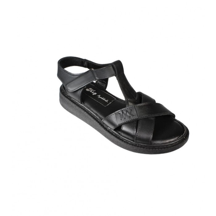 YAZKIŞ Kadın Siyah Cilt Hakiki Deri Çapraz bnatlı yumuşak Taban Sandalet