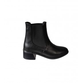 YAZKIŞ Kadın Siyah Cilt Yanları lastikli 4cm Kalın Topuk 14cm Bilek boyu Düz Taban Bot