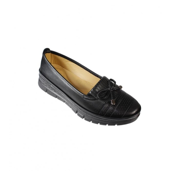 YAZKIŞ Kadın Siyah Krem Cilt Comfort Taban Üzeri Tokalı Babet