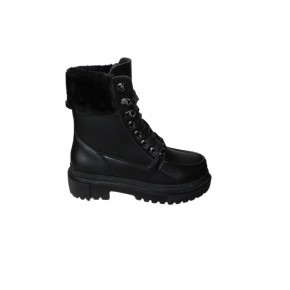 YAZKIŞ Kadın Siyah Kürklü Bağcıklı Kalın Taban Postal