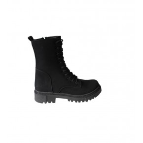 YAZKIŞ Kadın Siyah Mat Cilt Bağcıklı Fermuaralı 18cm Bilekboyu Düz Termo Taban Postal Bot