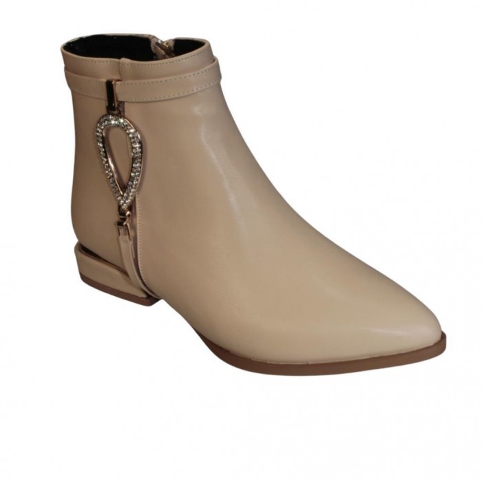 YAZKIŞ Kadın Siyah Nut Krem 3cm Topuk Damla Taş Tokalı Bilekten Bot