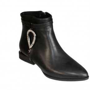 YAZKIŞ Kadın Siyah Nut Krem 3cm Topuk Damla Taş Tokalı Bilekten Bot